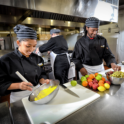 culinary students in the kitchen