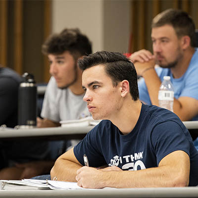 A student pays attention in class