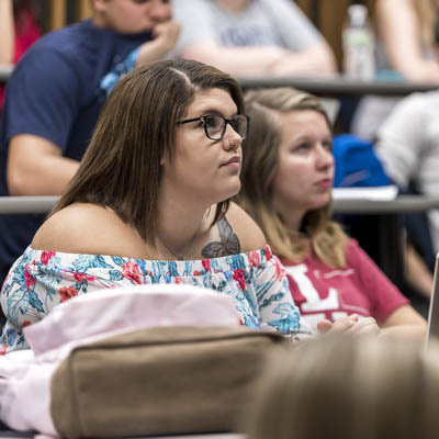 A student pays attention in class