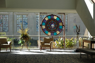 Seating area in White Concert Hall lobby