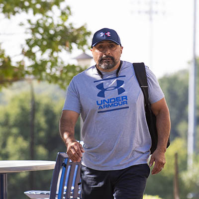 student walking on campus