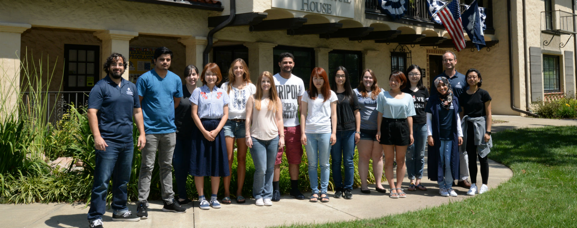 Students in front of the International House