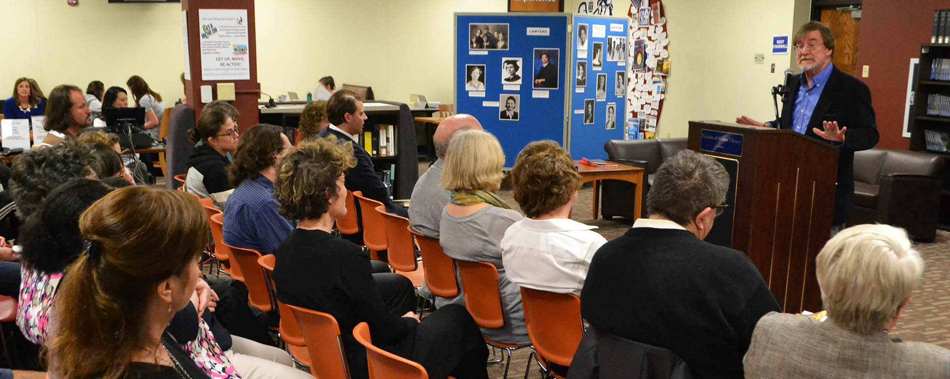 Group in Mabee Library attending KS Book Award Event