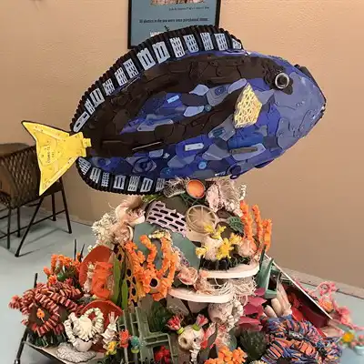 sculpture of Bernie the Royal Blue Tang