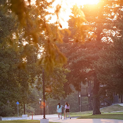 Campus at sunset.