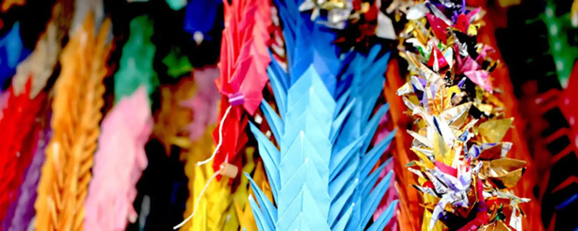 closeup of colorful feather-like decoration in Japan