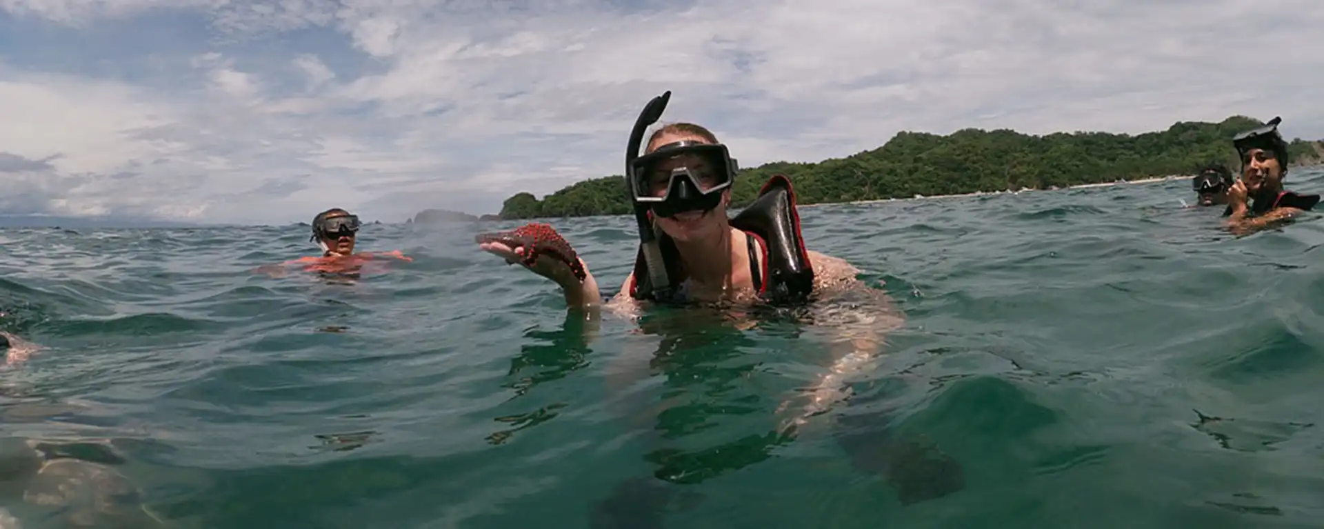 student snorkeling in Costa Rica off shore