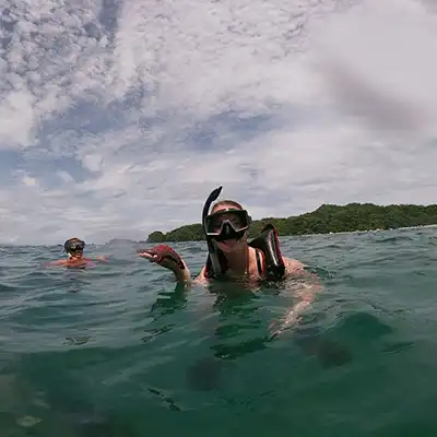 student snorkeling in Costa Rica
