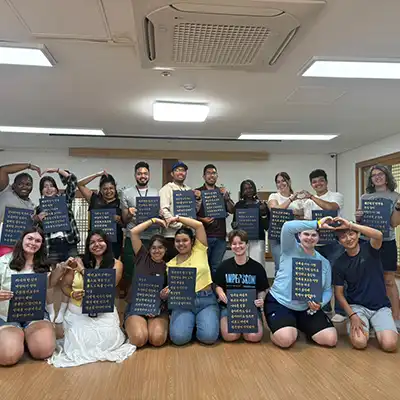 Reina and her classmates in Korea