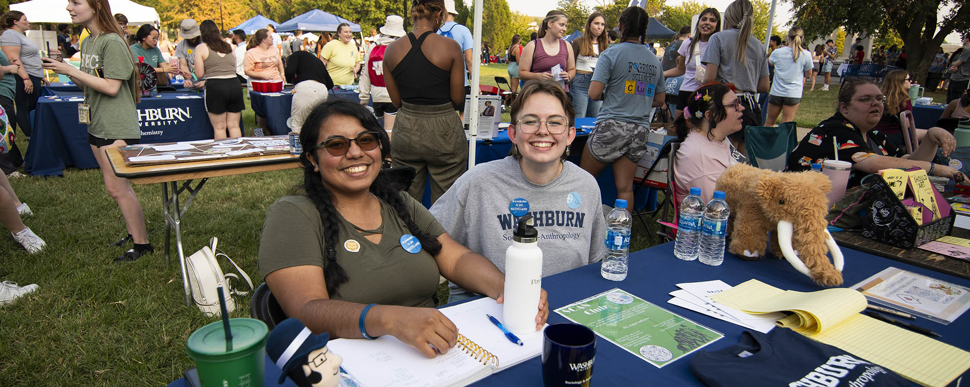 A student organization tables at WU Fest.