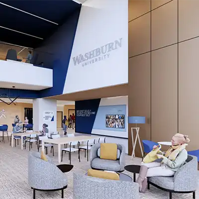AE Hall interior rendering of lobby space